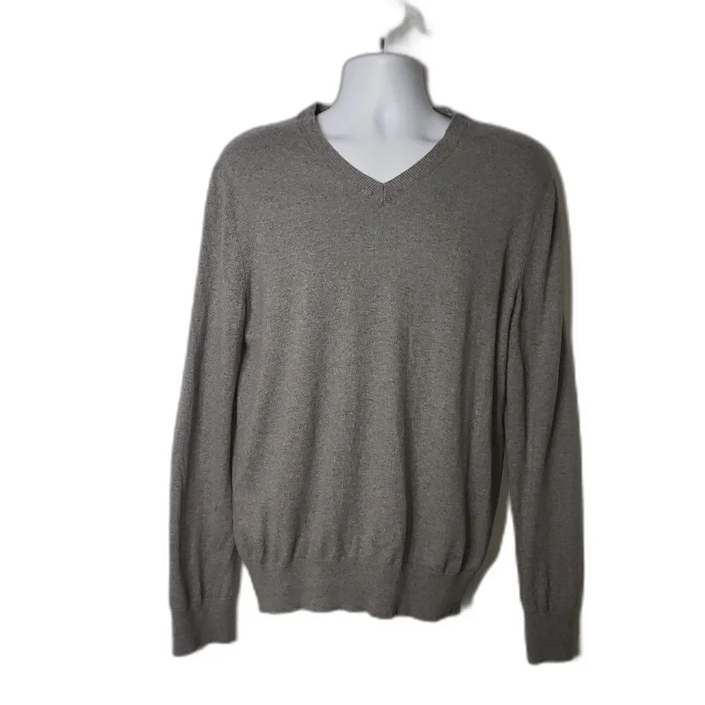 Banana Republic Grey V Neck Cashmere Blend Sweater Mens Size Large